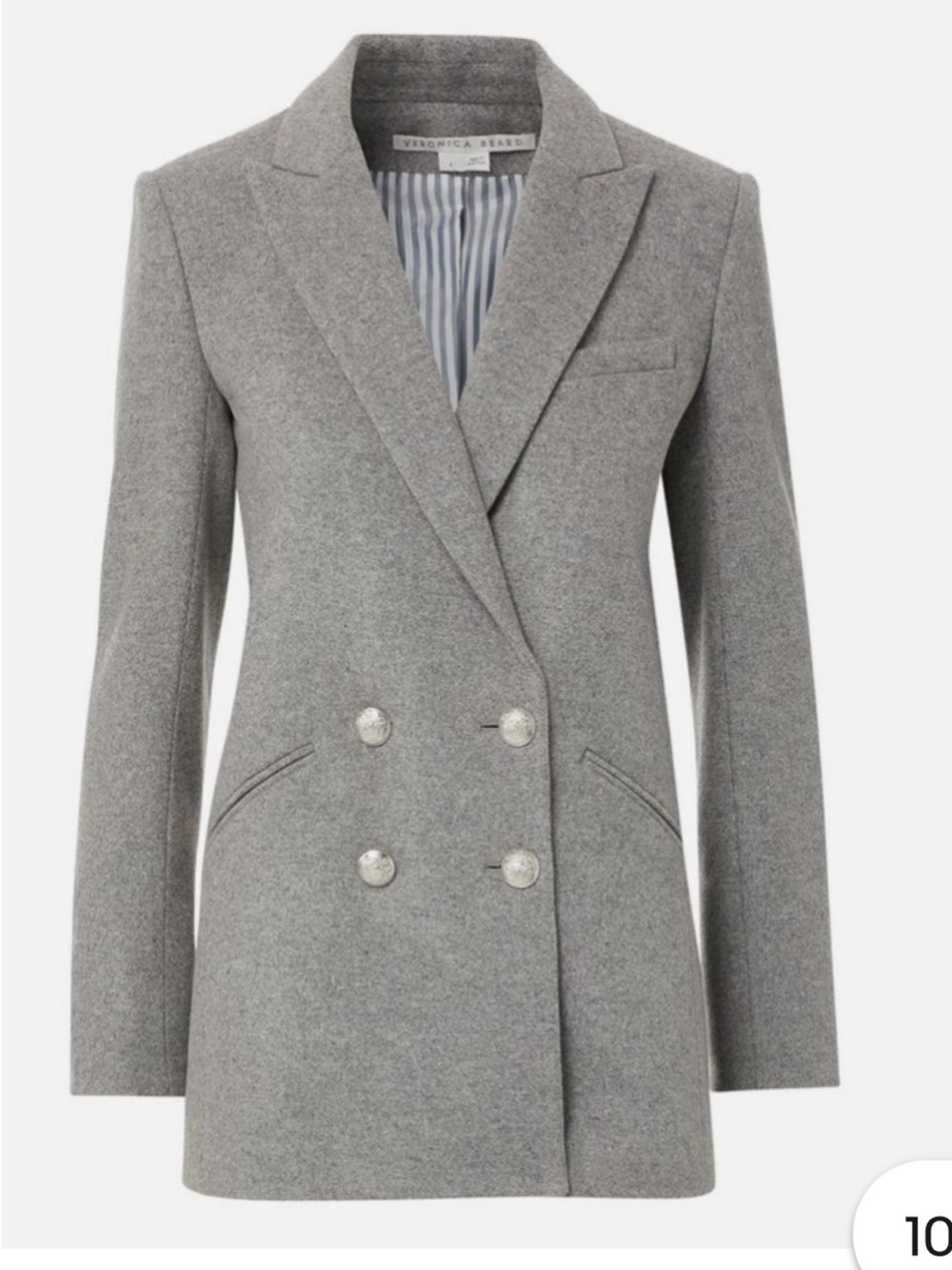 Veronica Beard Gray Double-Breasted Dickey Jacket